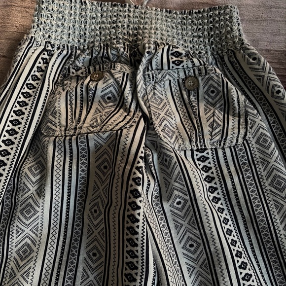 American Original Rewash Brand Striped Linen Pants Smocked Elastic Waist Sz S - Picture 8 of 12